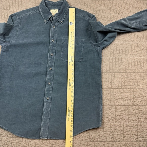 LL Bean Shirt Mens Medium Blue Corduroy Pocket Long Sleeve Button Down Workwear - Picture 9 of 10